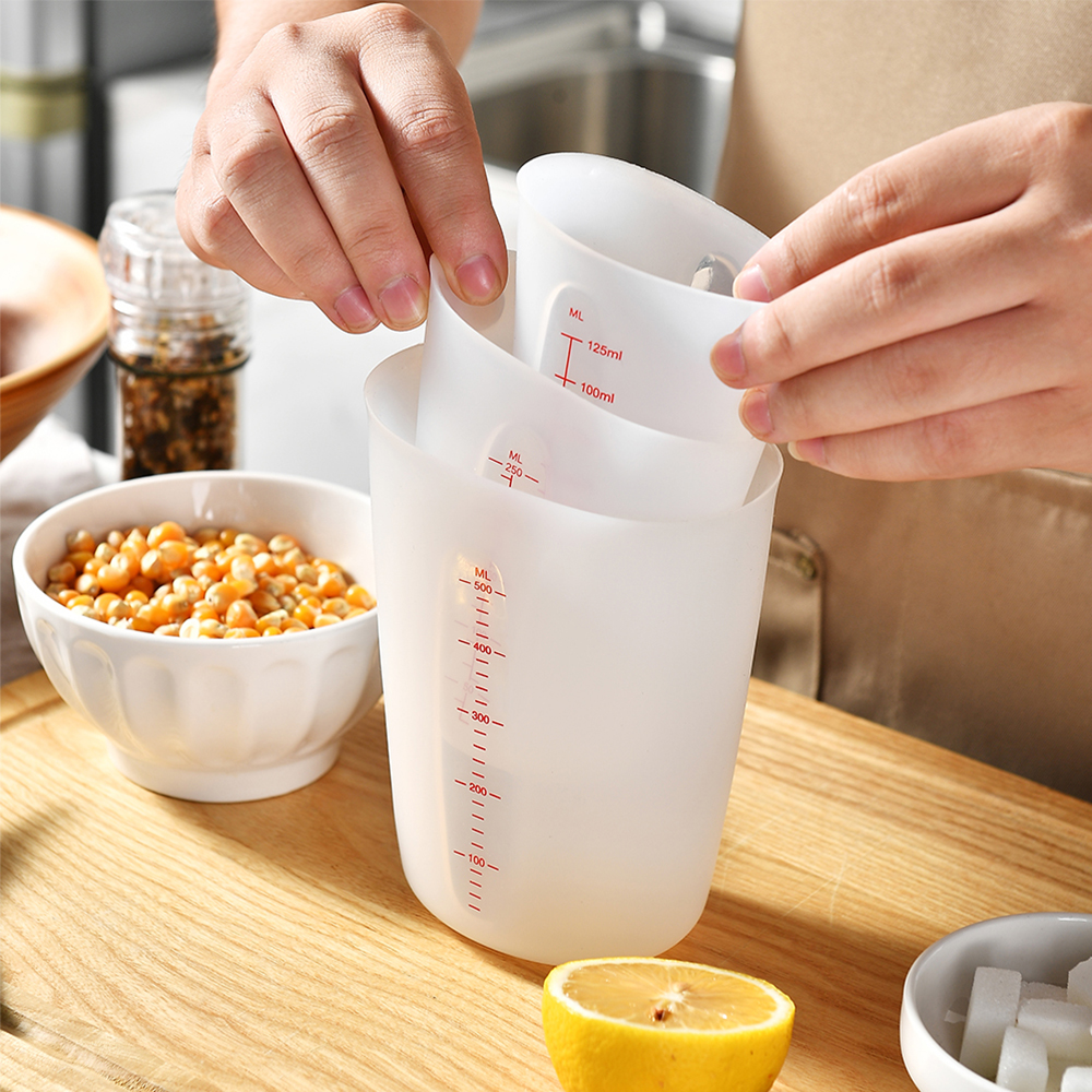 125/250/500 ml Silikon-Messbecher mit Skala, tr... – Grandado