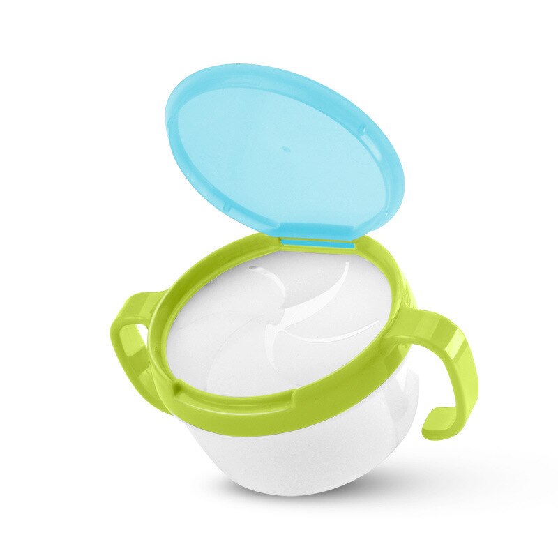 Baby Kids Toddler Snack Catcher Double Handle Snack Cup Jar Bowl Spill-proof Biscuits Container Box: Green