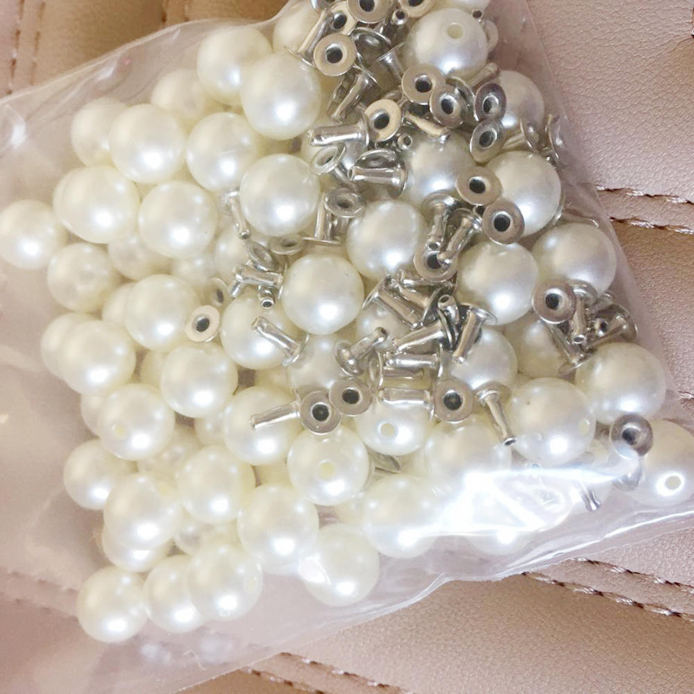 100 stk perle nitter studs tøj 100 stk perle hvide runde pigge til tøj diy efterligning perle perle til bukser / bryllup slør