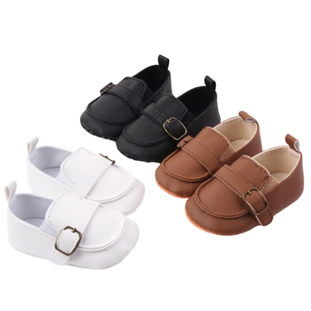 0-18m baby eerste loopstoeltjes 1 paar baby meisjes jongens schattige stevige schoenen erwten schoenen pu leren babyschoenen zachte onderkant peuter