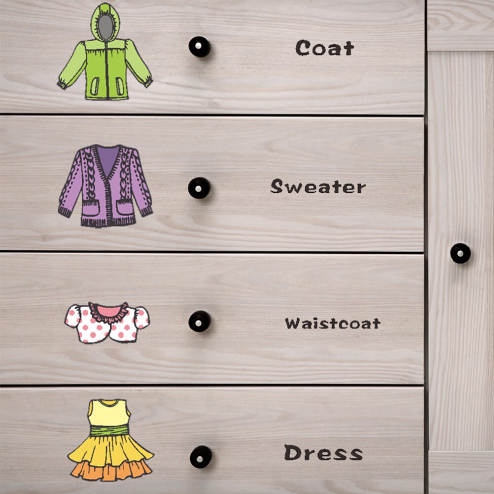 1 Sheet Wardrobe Clothes Classification Logo Costume Label Storage Box Stickers Chic Decals Reminder for Boys Apparel