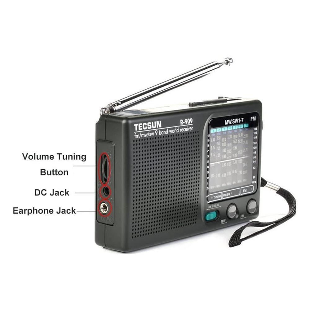 Newly Tecsun R-909 R909 Radio FM / MW / SW 9 Band Word Receiver Radio Stereo tecsun radio radio convenient R909 Portable T1C8