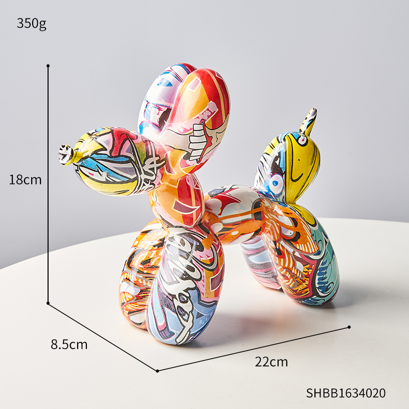 Ballon Hund Statue Figuren für Innen Hause Dekoration Bunte Graffiti Harz Ebene Skulptur Wohnzimmer Dekoration: A