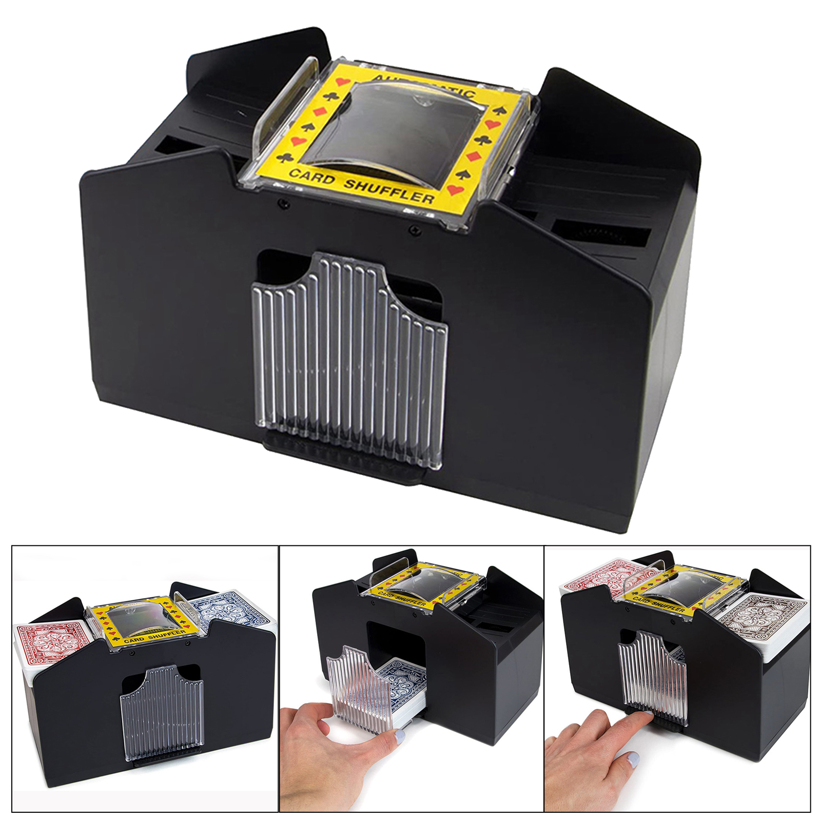 4-Deck Automatic Card Shuffler Classic Poker Shuffling Battery Operat