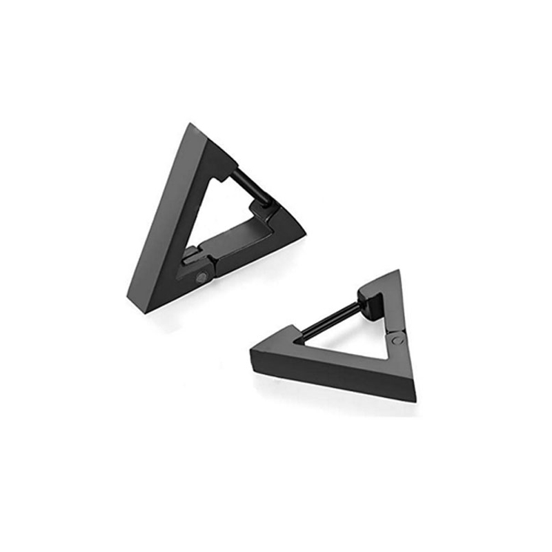 1 Pair Men's Stainless Steel Hoop Earrings, Viking Runes Black Earrings For Men/Women