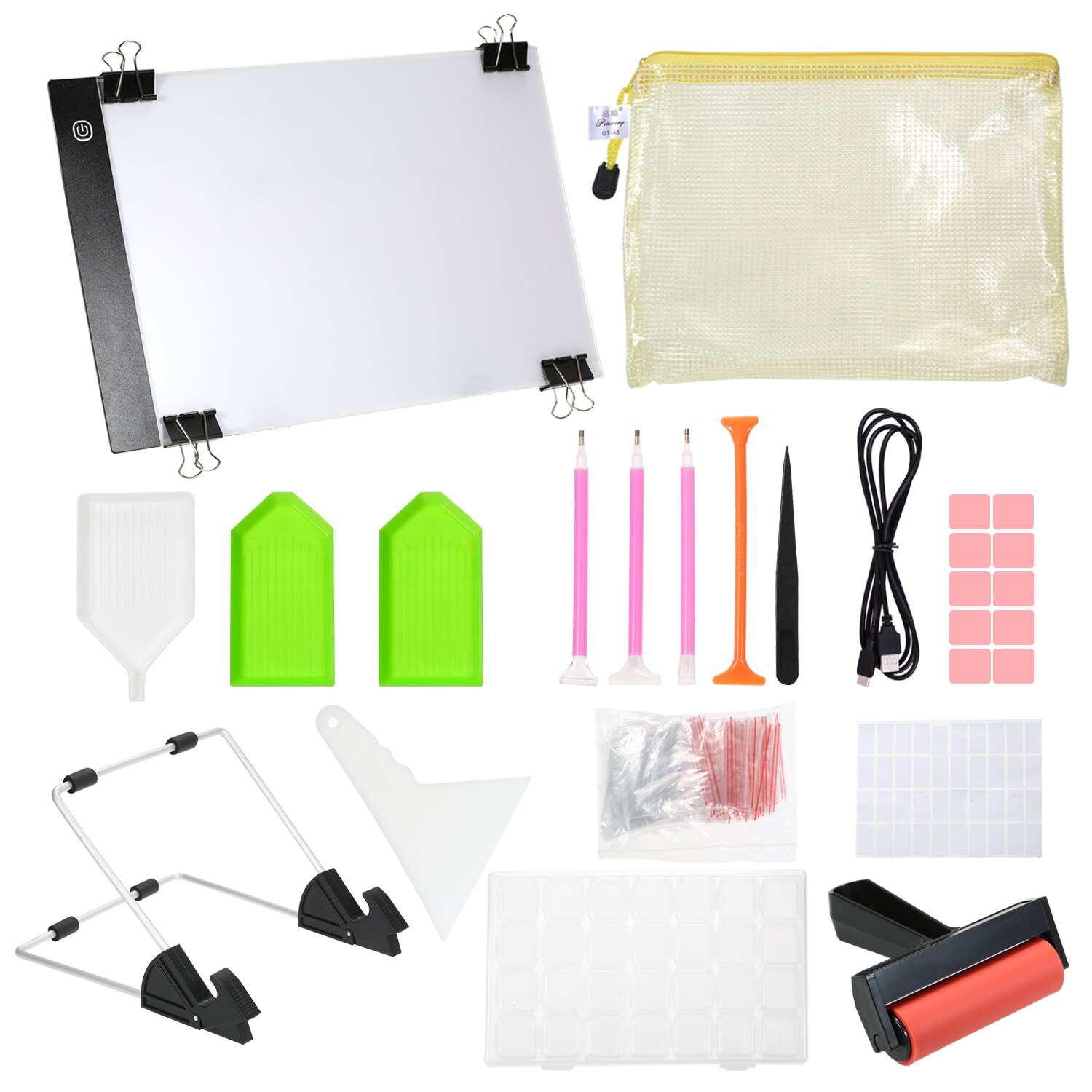 133 stück DIY Diamanten Malerei Werkzeuge und Zubehör Kits mit A4 Tracing Licht Box Multi-Größe Diamant Stift Tablett kits: Set 3