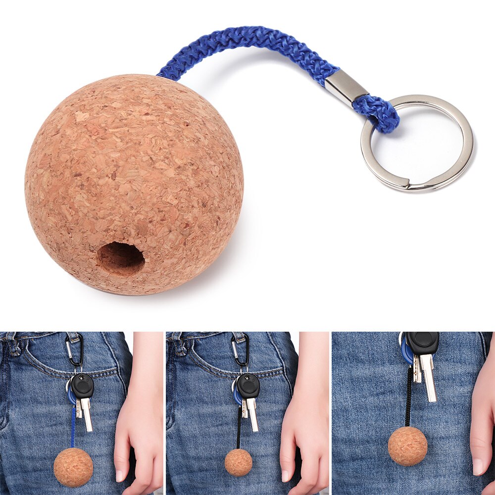 53Mm/35Mm Drijvende Boei Sleutelhanger Houder Kurk Bal Sleutelhanger Voor Water Sport Strand Reizen Vissen Duiken roeiboten
