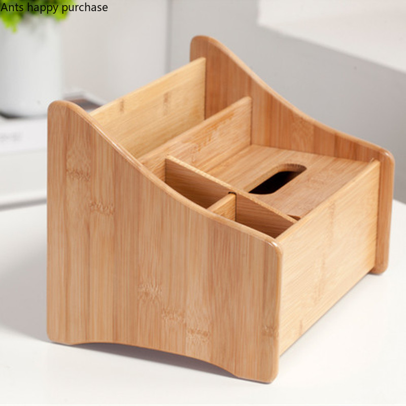 Bamboo Wood Remote Control Storage Box Living Room Office Desk Tea Set Entrance Key Sundries Finishing Box Tissue Box Storage