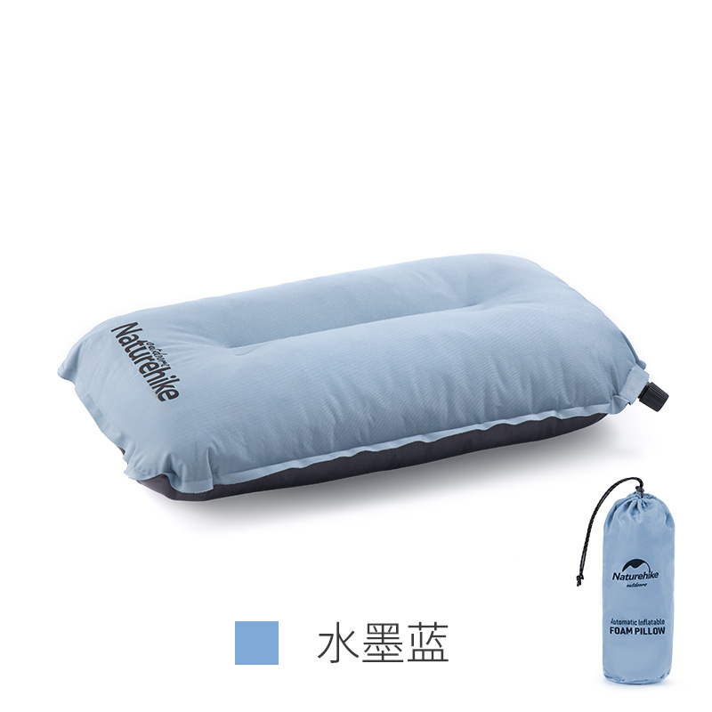 Naturehike Fabriek Draagbare Automatische Opblaasbaar Kussen Met Schuim Opblaasbaar Kussen Beschermende Nek Hoofdsteun Vliegtuig Kussen: Sky blue