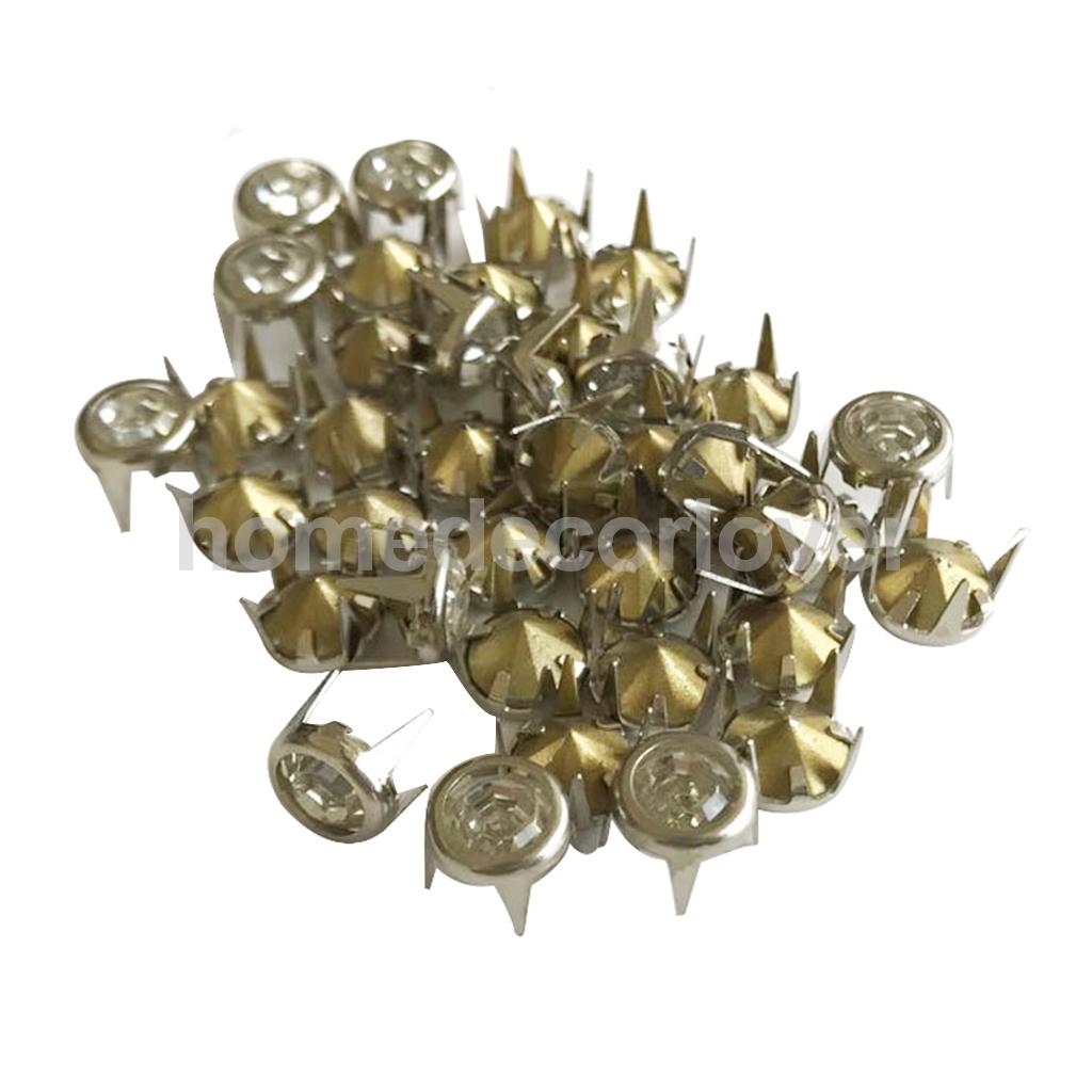 50 stk kløede rhinestone nitter punk pigge nitter flad kegle dekorative nitter gør det selv sæt til tøj tøj taske sko læder: 8mm sølv