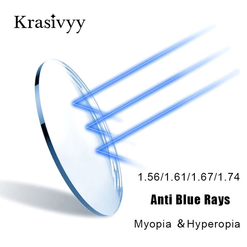Krasivyy 1.56 1.61 1.67 (+ 10.00 ~-10.00) Anti Blu Ray Lenti Da Vista Miopia Ipermetropia Lenti Progressive