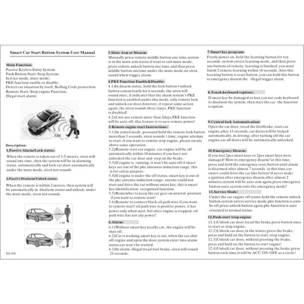 OBD2 Car Alarm System Push Button Remote Start Stop Starter Convenient Engine Start Push Button