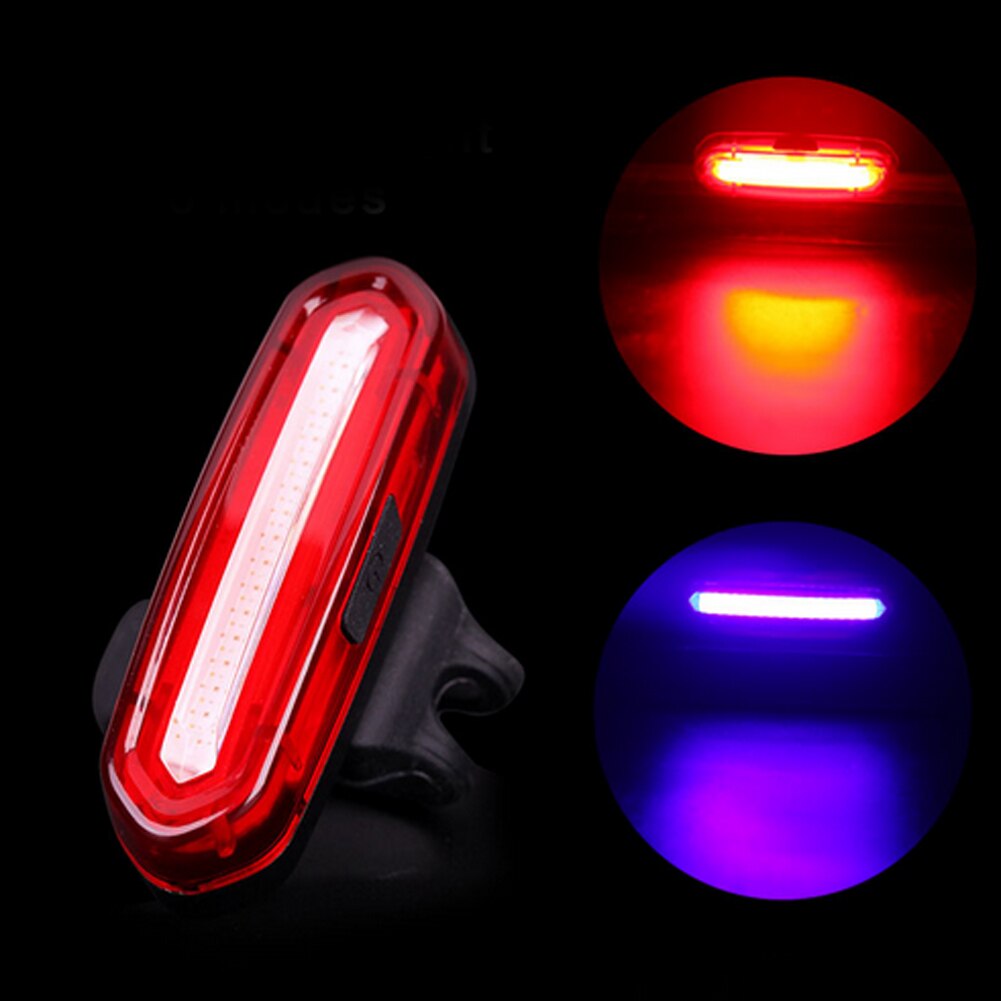 Usb Oplaadbare Cob Achter Fiets Licht Achterlicht Veiligheidswaarschuwing Fietslicht Voor Achter Tail Lamp 4 Stijl Led Flash Lights: A  Red Blue 6 Mode