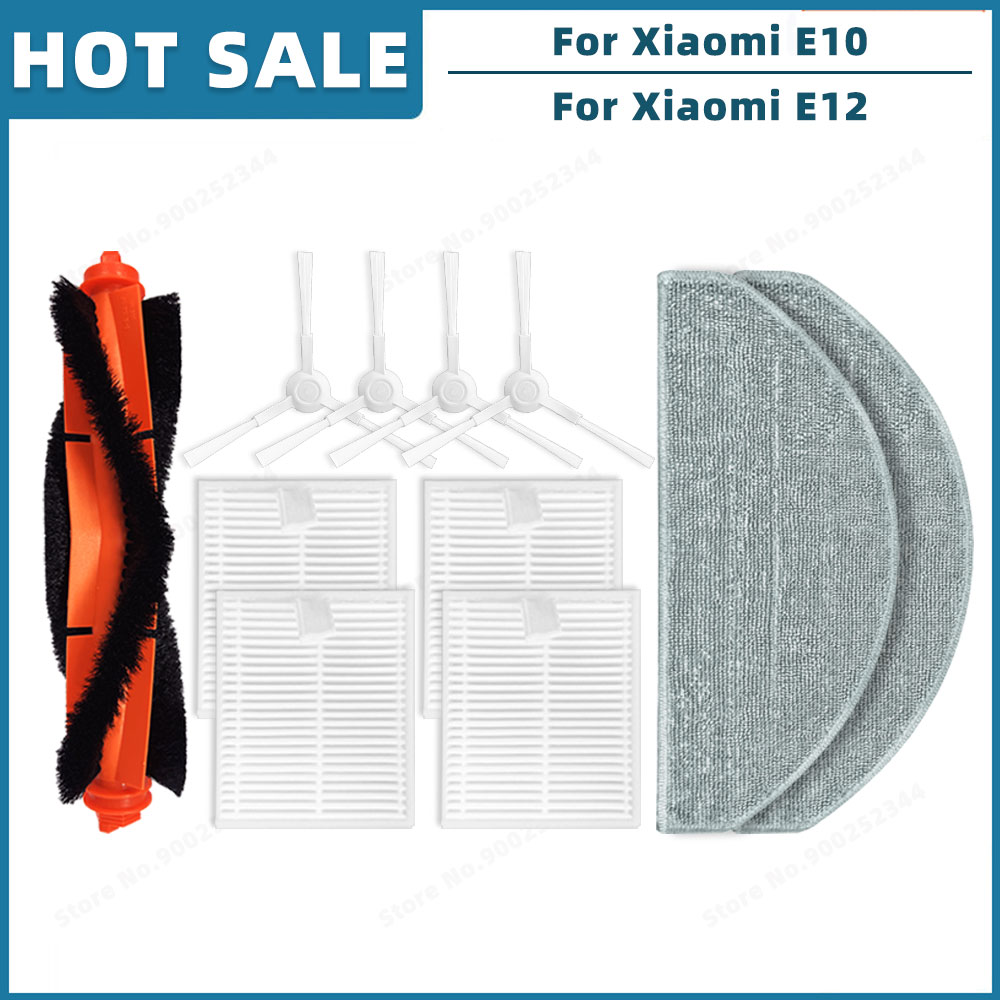 Piezas de repuesto accesorios para Xiaomi Robot Vacuum E10 E12 E10C C103 Mijia 3C Plus / 3C Pro, cepillo lateral principal, filtro, mopa: Blanco