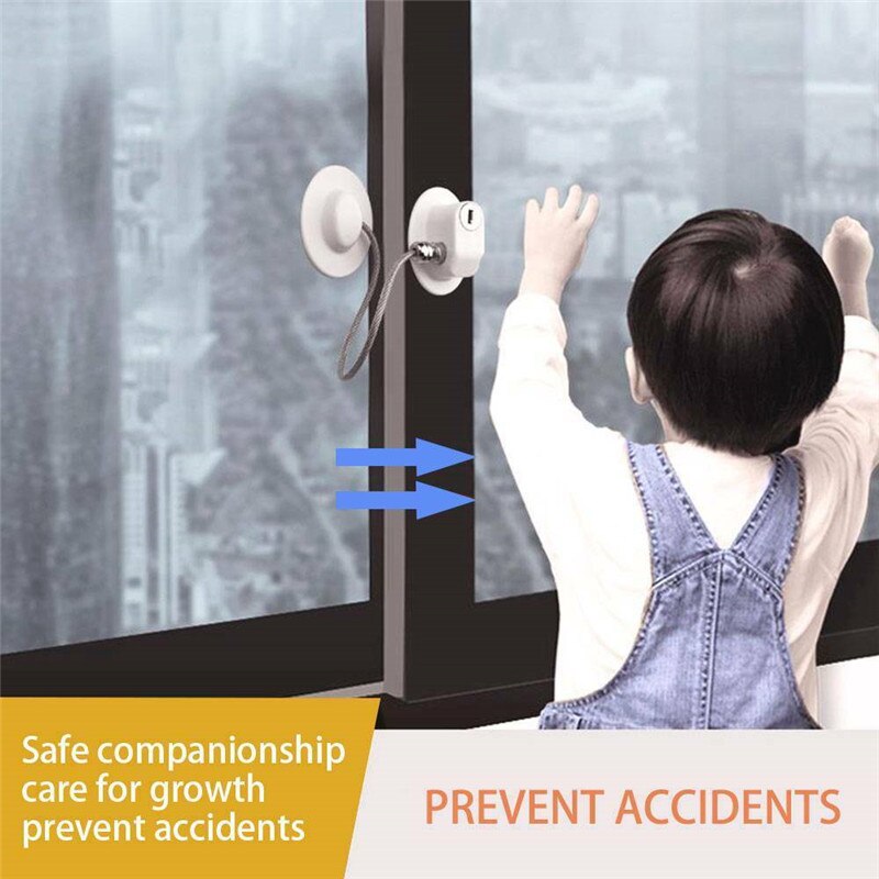 Køleskabsdørlås med nøglestærk selvklæbende begrænsningskabel sikkerhedsanordning til babylås