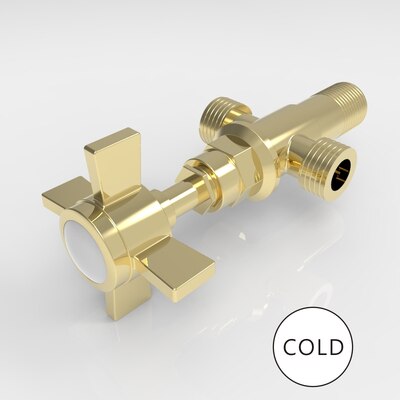 Bathroom Angle Filling Valve Faucets Gold Chrome Kitchen Cold Mixer Tap Accessories Standard G1/2 Threaded Europe Style: double use gold