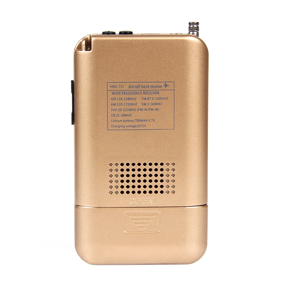 Portable Full Band Radio Aircraft Band Receiver FM/AM/SW/ CB/Air/VHF World Band with LCD Display Alarm Clock HRD-737