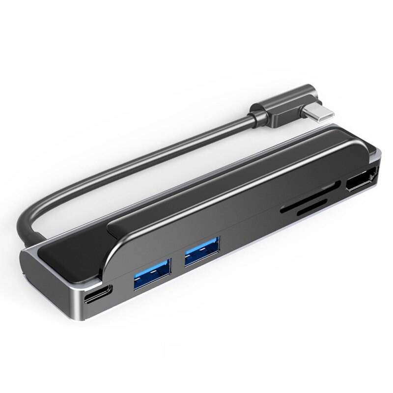 Type-C Hub 6 In 1 Terug Clip Beugel Draagbare Docking Station Hdmi USB3.0 Sd/Tf Kaartlezer voor Laptop En Mobiele Telefoon