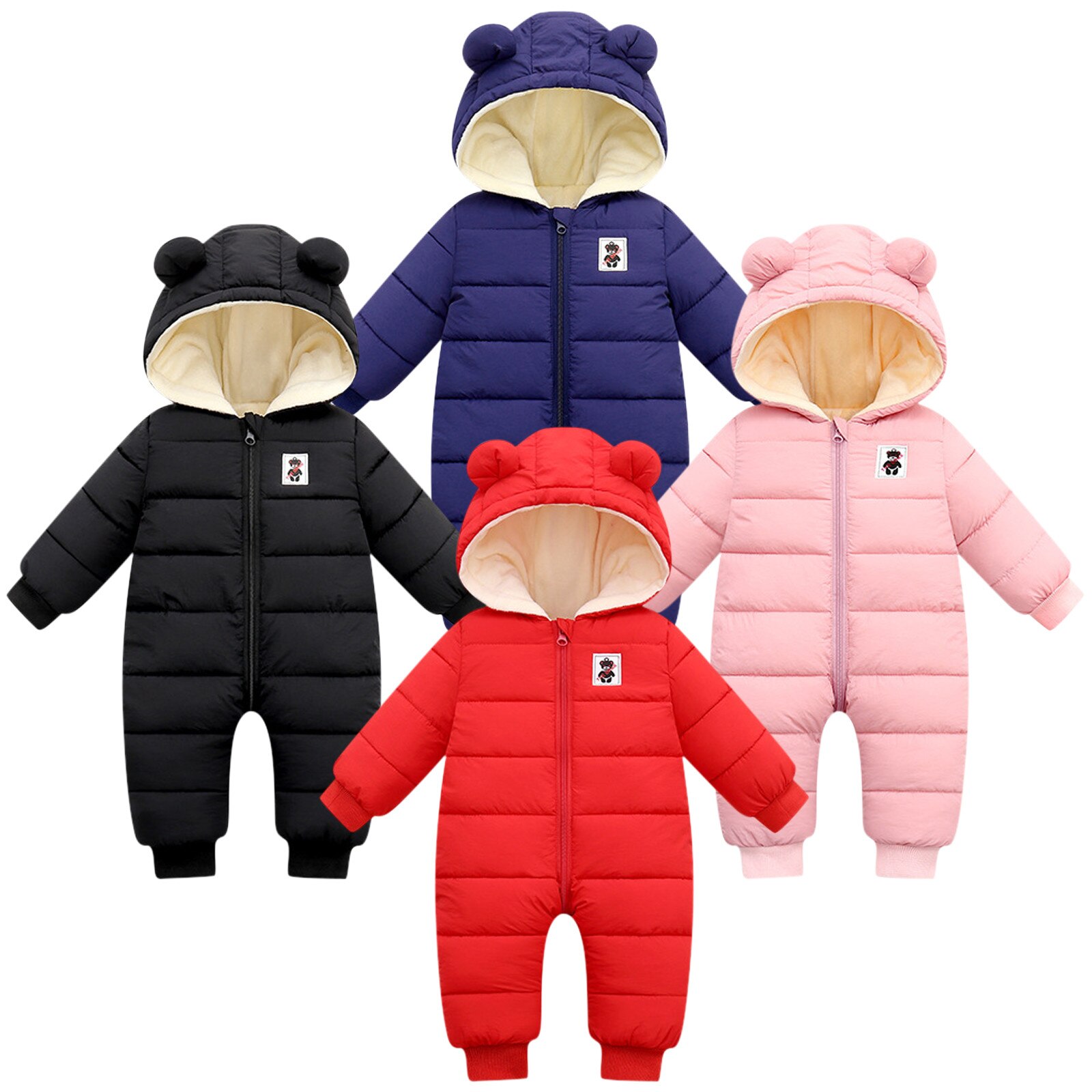 Inverno quente moda recém-nascido infantil do bebê meninos meninas manga longa algodão acolchoado com capuz grosso snowsuit macacão casaco outwear jaqueta # g4