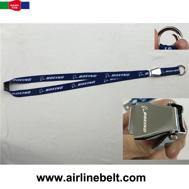Boeing cinturón de seguridad para avión, cordón de seguridad con hebillas, llavero con correa de teléfono móvil, accesorios para el cuello, viajes voladores, amantes de la oficina en casa: A