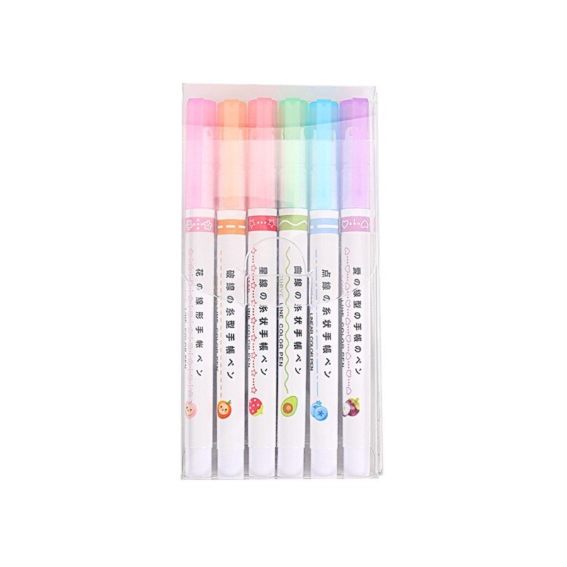1/6Pcs/set Kawaii Flowers Line Shaped Highlighter Pens Roller Tip Curve Liner Marker for Writing Journaling Drawing Stationery