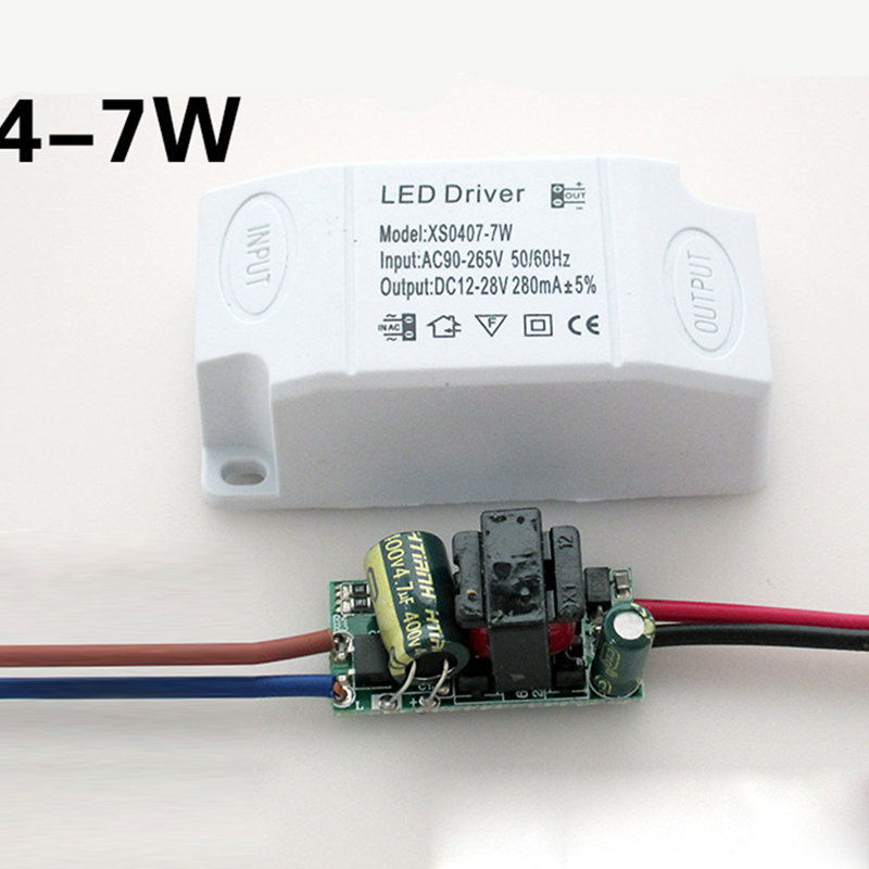 Ac90 ~ 265v 3 ~ 24w ledet driver strømforsyning adapter transformer til led lys til downlight-serien og tin lanterne serie led pærer: 4 7w