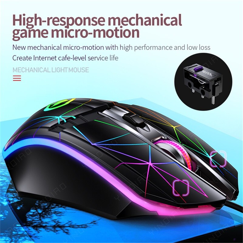 2021 Mouse cablato USB 2400 DPI ottico 6 pulsanti Mouse da gioco LED luce respiratoria 1.5M cavo Computer/Mouse da gioco per PC portatile