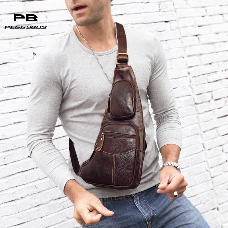 Lederen Taille Zakken Crossbody Tassen Voor Mannen Schouder Riem Tassen Reizen Borst Telefoon Pouch Taille Borst Packs Bolsas Purse