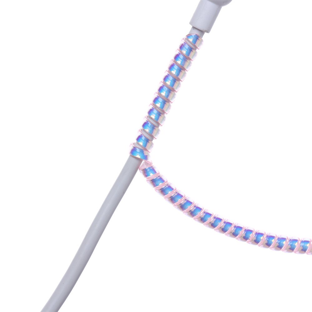 1.55m USB Data Charging Line Cable Protector Wrap Cable Organizer Spring Winder Protection Rope
