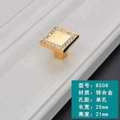 Tiradores de tocador de cristal dorado, manijas de cajón/mueble ASA cuadrada de cristal, Pomo, accesorio para Cocina