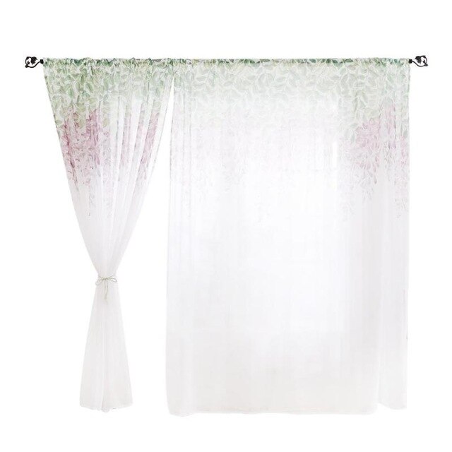 Cortina para ventana y puerta de 2 estilos, cortina transparente para ventana y puerta, con cenefas, para sala de estar, decoración del hogar, cenefas de gasa transparentes: C