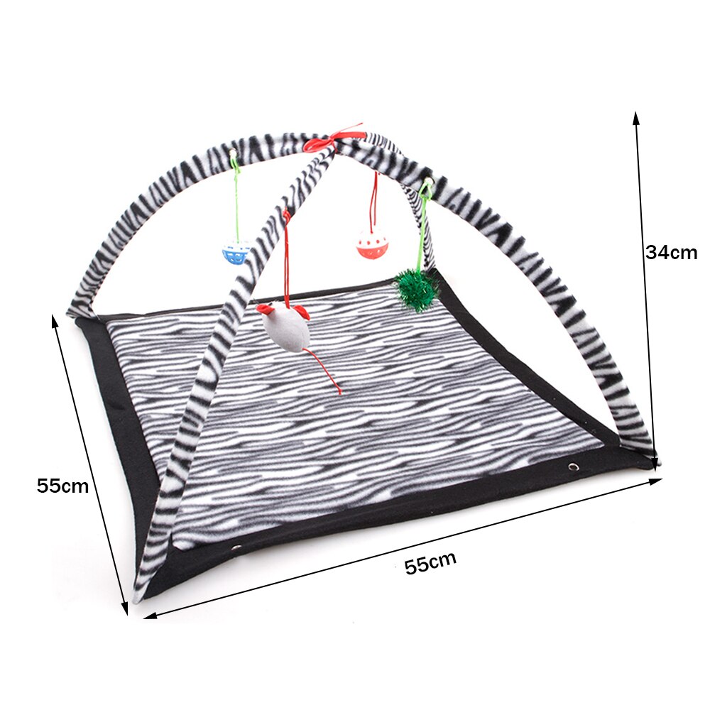 Foldable Cat Play Mat Cat Interactive Tent Activity Center with Hanging Cat Toys Balls Mice Outdoor Cat Bed Pad Sleep Play Tent: 1