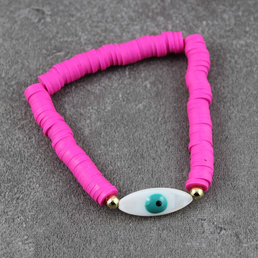 Ga Naar Het Strand Voor Zomer Armbanden Voor Vrouwen Kleurrijke Polymeer Klei Kralen Armband Eye Shell Armbanden: color3