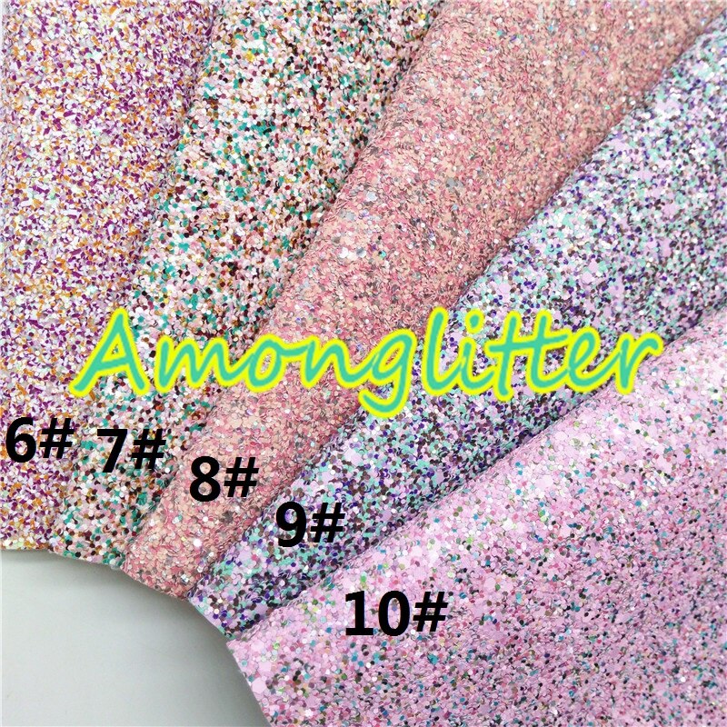 Amonglitter Blue Chunky Glitter Leather Glitter Fabric with Twill Backing, Glitter Sheet for DIY Bows Bags 21x29cm A4 size MB006