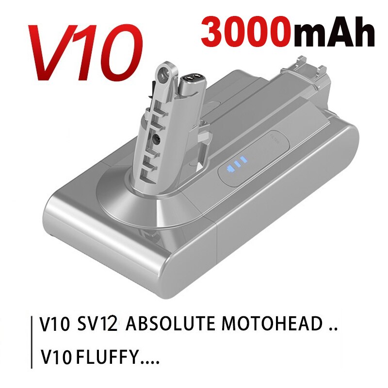 Støvsuger batteri til dyson  v6 v7 v8 v10 v11 erstatning original batteri  sv11 sv10 sv12 sv14 (v11 nyeste snap type): V10 3000 mah