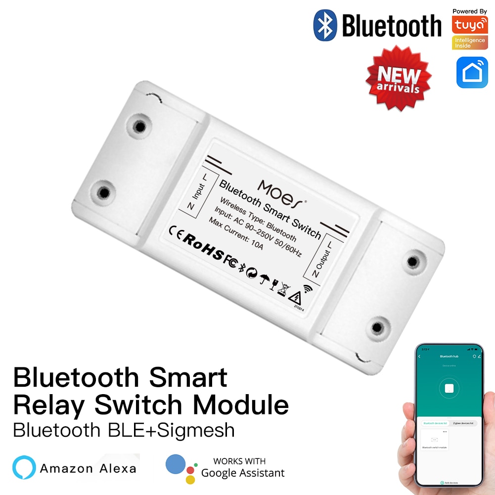 Interruptor de luz inteligente con WiFi/Bluetooth, temporizador Universal, Control remoto inalámbrico con aplicación Smart Life, funciona con Alexa y Google Home: Bluetooth