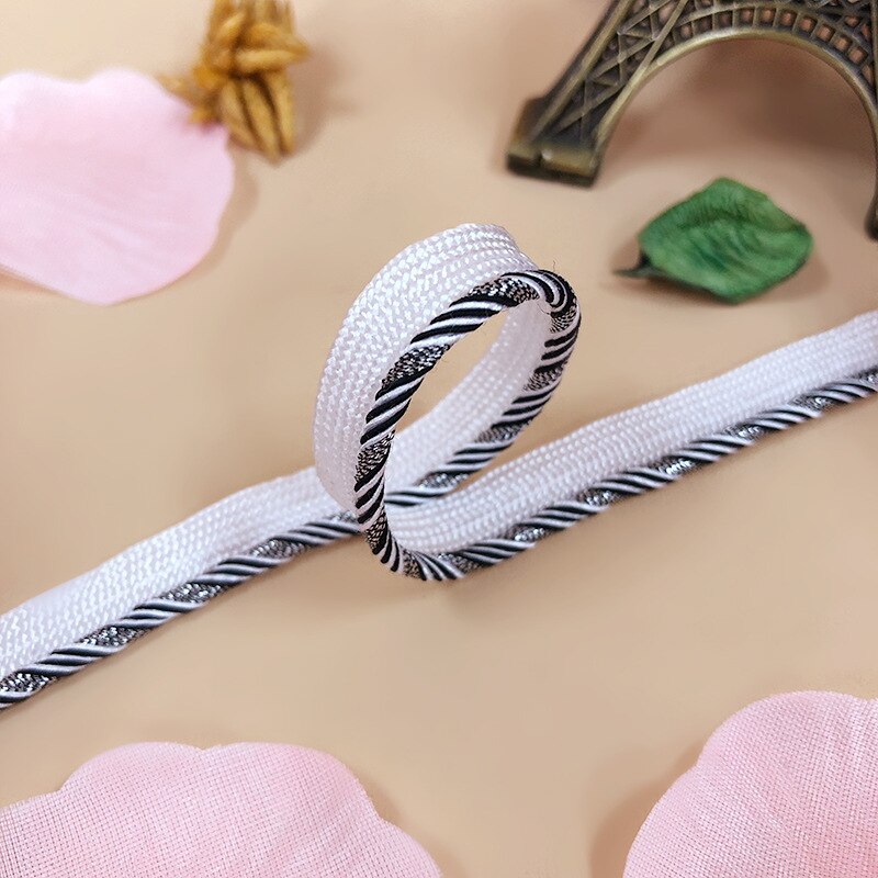 Ribete de cordón de labio de tubería, accesorio de Material de 1cm, blanco, negro, rojo y plateado, cojín de almohada, borde de tapicería, suministros de costura: 04