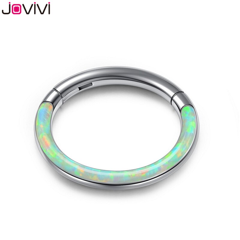 Jovivi Rvs 16G Twist Scharnierende Clicker Neus Septum Ring Synthetische Opal Hoop Wenkbrauw Lip Oor Ringen Body Piercing sieraden