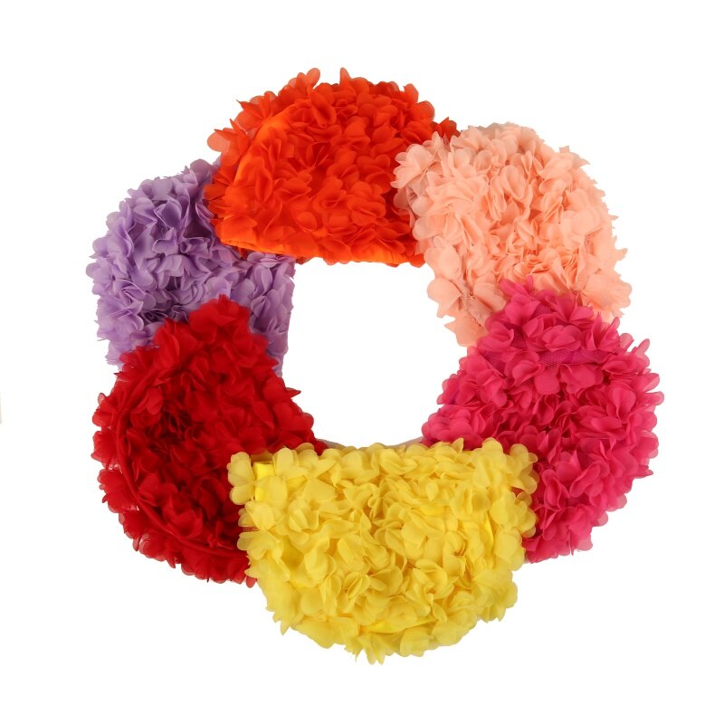 Gorro de baño Floral Vintage para mujer, gorro de baño Retro con estampado de pétalos de flores, atractivo