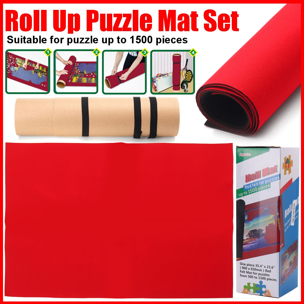Puzzels Mat Roll Voelde Mat Speelkleed Grote Voor Tot 1500 Stuks Puzzel Accessoires Draagbare Reizen Kruipen Mat Baby speelgoed