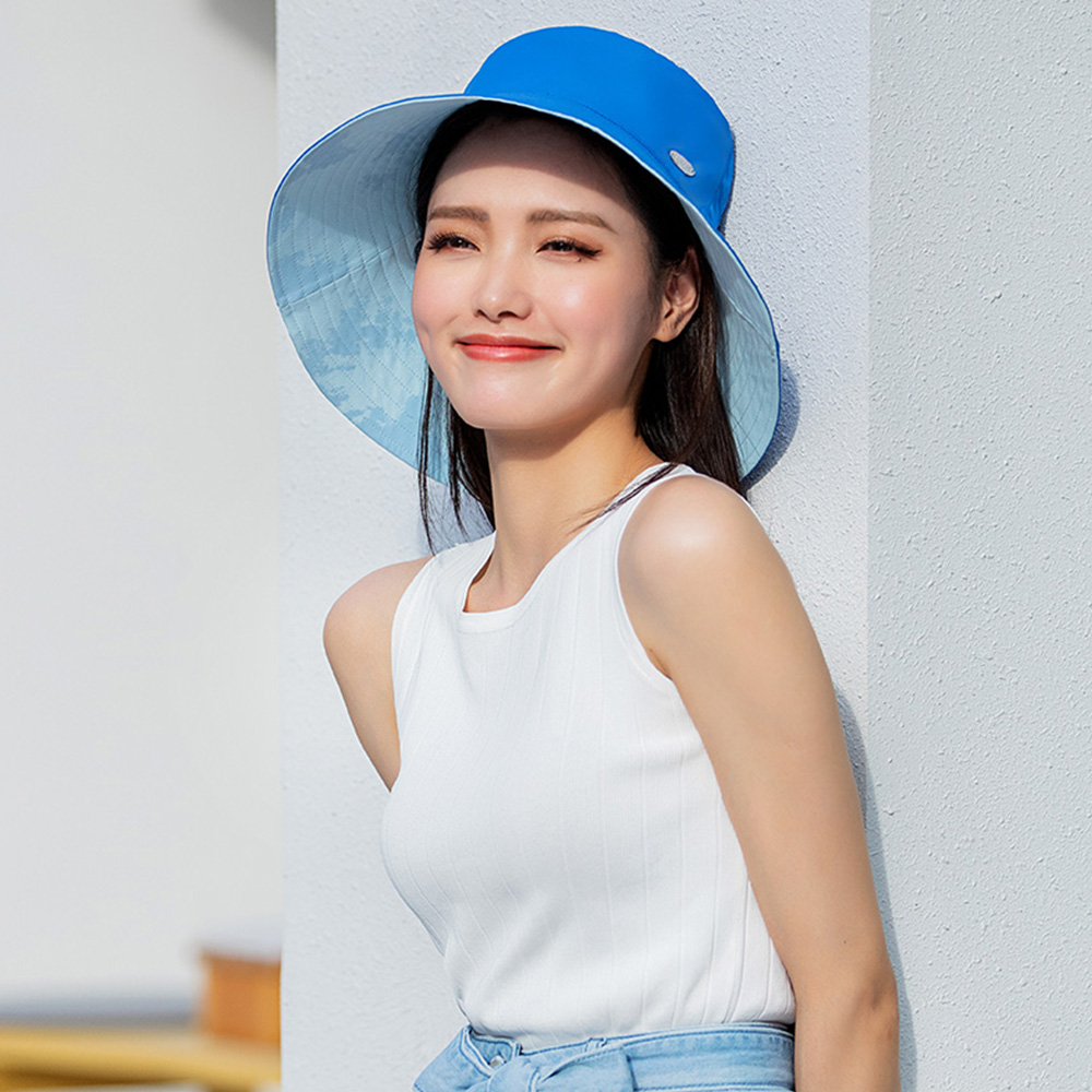 OhSunny Double-Sided Wearing Cap Solid Color Anti UV Sunscreen Bucket Hats For Women Summer Foldable Large Brim Fisherman Hat