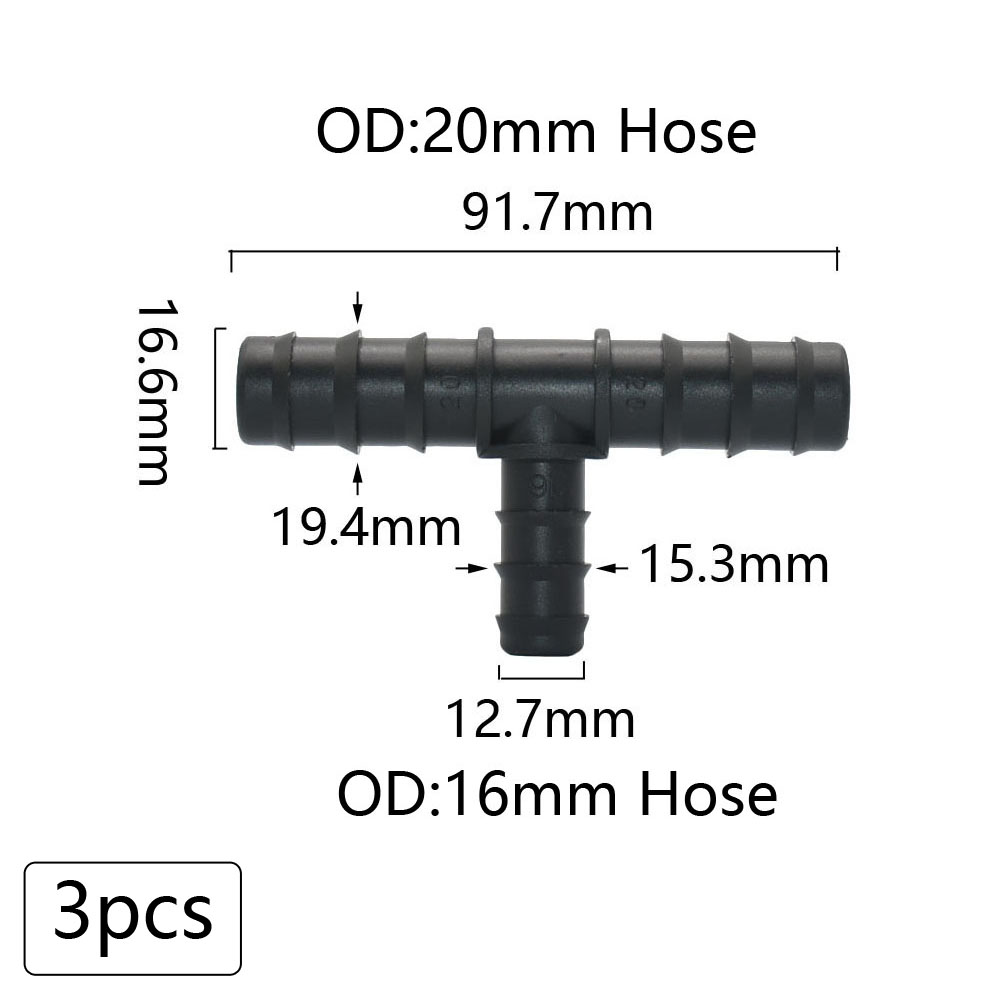 Plastic Hose Barb Connectors 16/20/25mm Pe Tube Tee Elbow Cross End Plug Reducing Coupler Drip Irrigation Fitting 1/2 3/4 1": MULTI