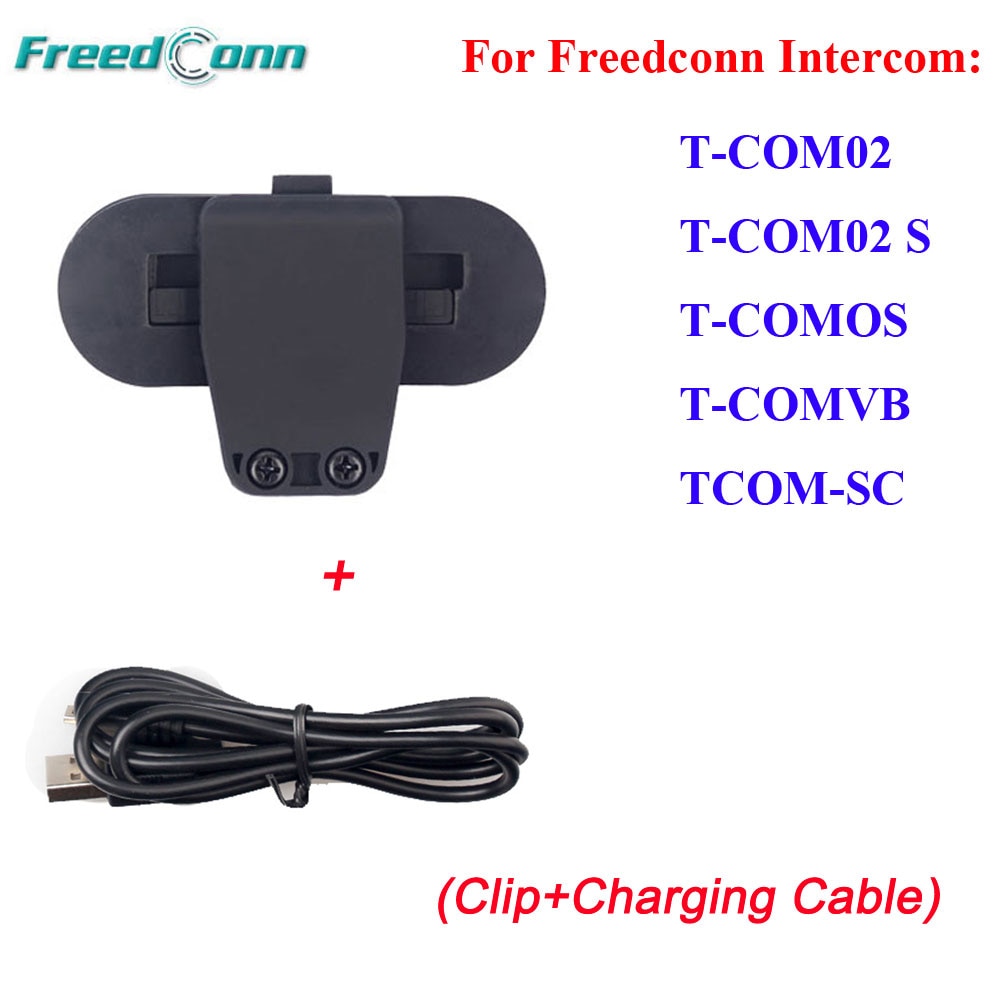 Freedconn clip + usb opladningskabel tilbehør til t-com 02/ tcom-vb / tcom-sc motorcykel hjelm headset spænder opladning tilbehør