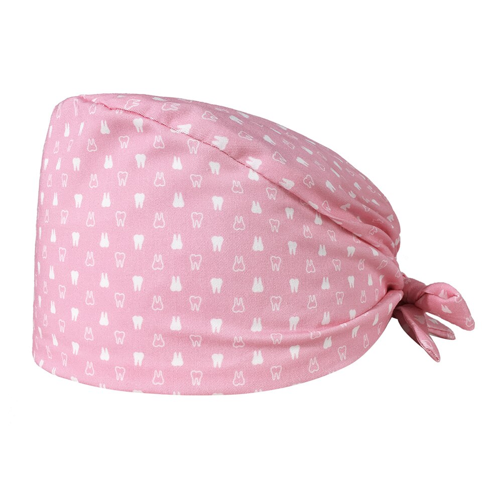 Rosa tryck arbetskläder tandskrubb keps unisex labb dammtäta arbetshattar justerbar husdjur skönhetssalong arbetskeps: 22133