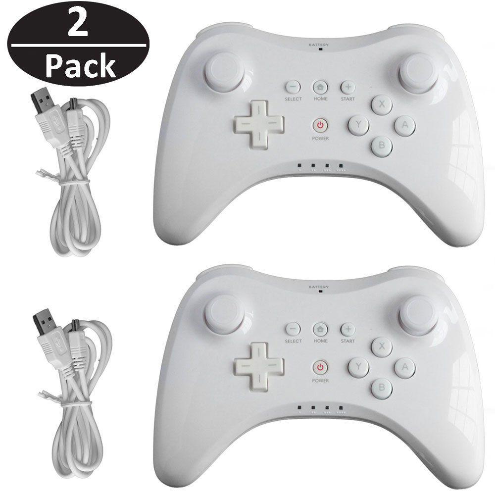 Mando inalámbrico Bluetooth para Nintendo wii U Pro, mando analógico Dual USB clásico para wii U Pro: 2 pcs white
