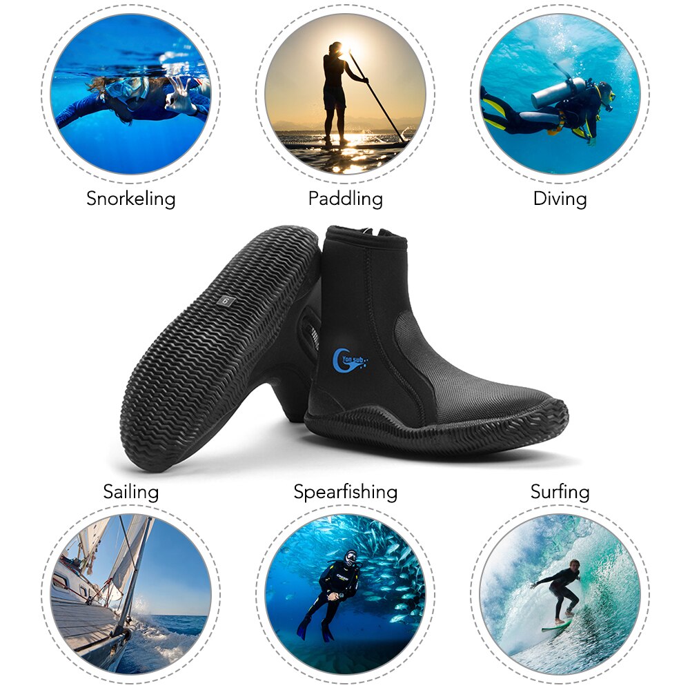 Bottes de plongée sous-marine en néoprène pour adultes, 5MM, vulcanisation à tige haute, antidérapantes, chaussures de pêche à Fins chaudes