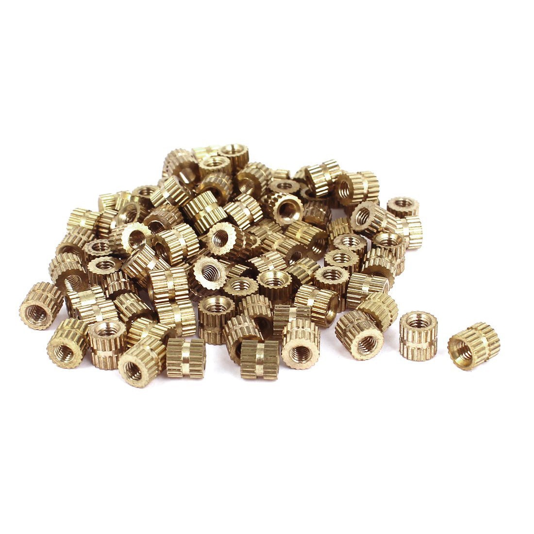 M3x5mm(L)-5mm(OD) Metric Threaded Brass Knurl Round Insert Nuts 100pcs