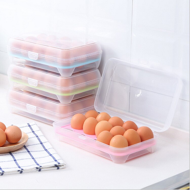 Keuken 15 ei doos koelkast opbergdoos draagbare anti-collision ei opbergdoos plastic eierdoos ei lade 25*15.5*7.2 cm