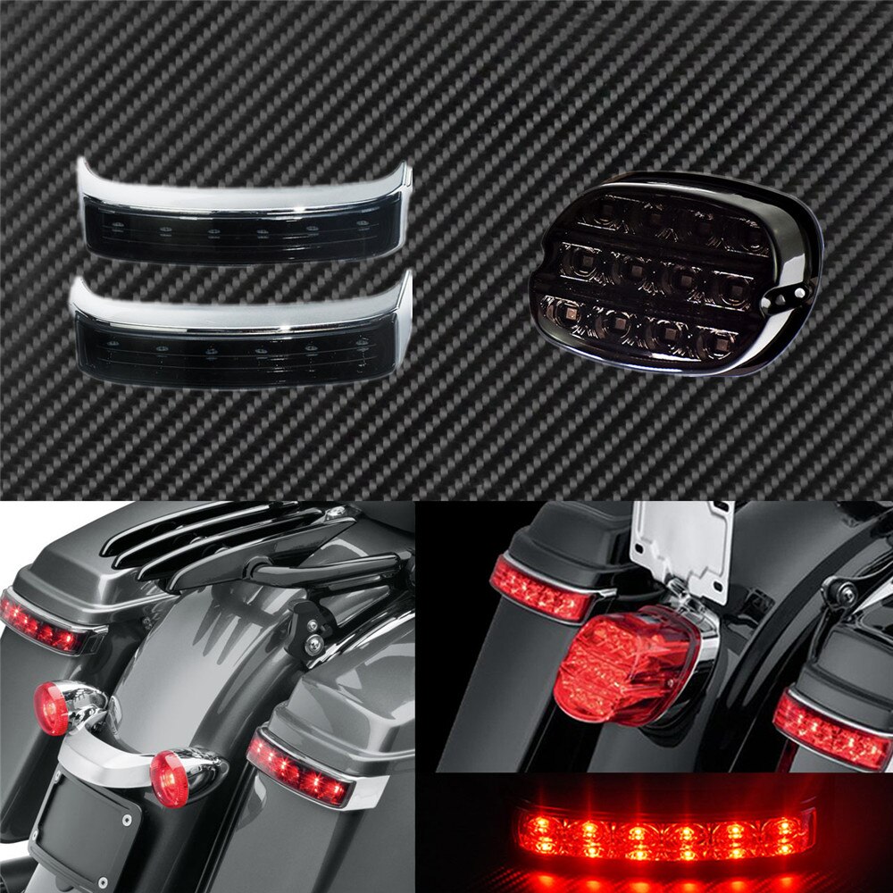 Bolsa para SILLÍN de motocicleta, luces intermitentes traseras, luz trasera LED de freno, luz trasera para Harley Touring RoadKing FLHR FLHT FLHX
