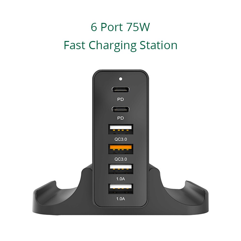 4/5/6 Port PD Charger QC 3.0 Dual Protocol Quick Charge 48/65/75W USB Fast Charger For iPhone 12 11 Mini Pro Max Smart Adapter: EU Plug / 6 Ports 75W